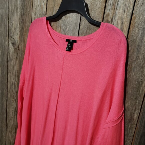H&M Women's M Pink Tunic Sweater Lightweight Top Long Sleeve - Picture 2 of 6